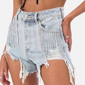 Rhinestone Denim Shorts